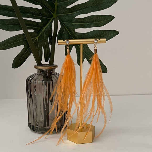 Long Dangle Feather Hippie Chic Earrings - Stylish Boho Chic Earrings - Picture 3 of 12